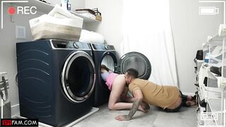 Stepdaughter gets stuck in the dryer