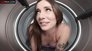 Stepdaughter gets stuck in the dryer